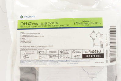 Halyard PM025-A ON-Q Pain Relief System with Antimicrobial Cath. 270mlx5 inch(x)